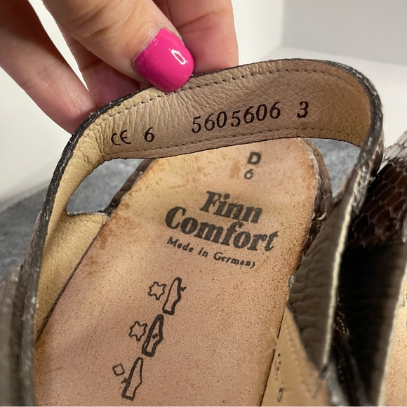 Finn Comfort Alanya Brown Snakeskin Wedge Sandals Heels 9 - Picture 12 of 14